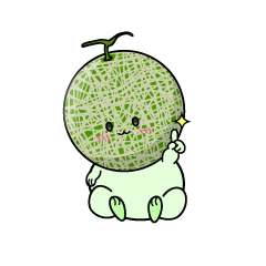 指差しする小ちゃなマスクメロン