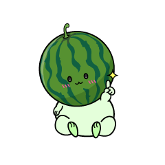 指差しする小ちゃなスイカ