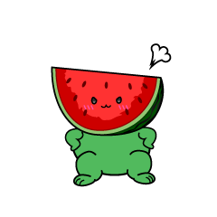 怒る小ちゃなカットスイカ