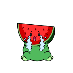 大泣きする小ちゃなカットスイカ