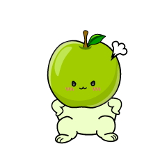 怒る小ちゃな青リンゴ