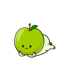 じっと見る小ちゃな青リンゴ