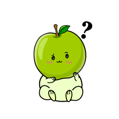 考える小ちゃな青リンゴ