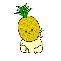 指差しする小ちゃなパイナップル
