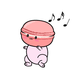 踊る小ちゃなピンクのマカロン