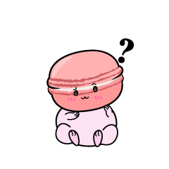 考える小ちゃなピンクのマカロン