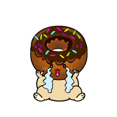 大泣きする小ちゃなチョコレートドーナツ