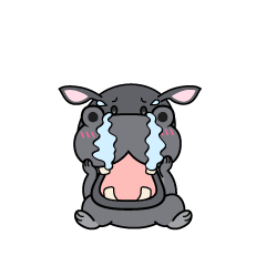 大泣きする小ちゃなカバ