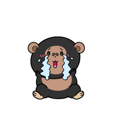 大泣きする小ちゃなチンパンジー