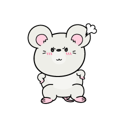 怒る小ちゃな白ネズミ