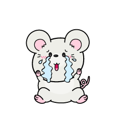 大泣きする小ちゃな白ネズミ