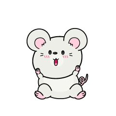 驚く小ちゃな白ネズミ