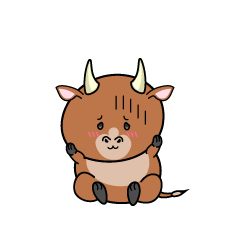 絶望する小ちゃな赤牛