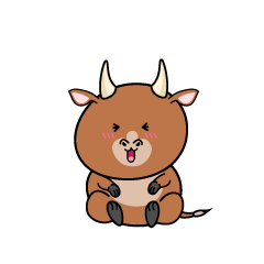 笑う小ちゃな赤牛