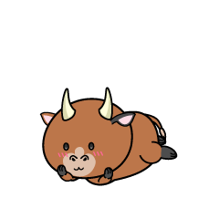 じっと見る小ちゃな赤牛