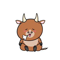 リラックスする小ちゃな赤牛