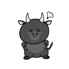 怒る小ちゃな黒毛牛