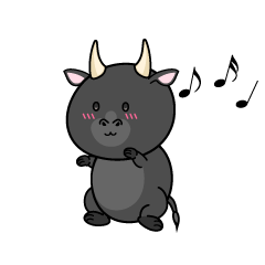 踊る小ちゃな黒毛牛