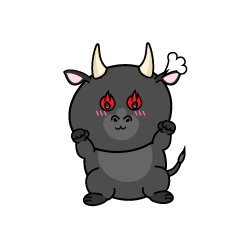 熱意のある小ちゃな黒毛牛