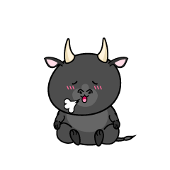 リラックスする小ちゃな黒毛牛