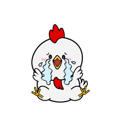 大泣きする小ちゃなニワトリ