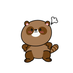 怒る小ちゃなタヌキ