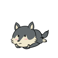 じっと見る小ちゃなオオカミ