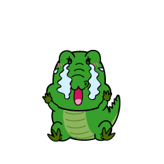 大泣きする小ちゃなワニ