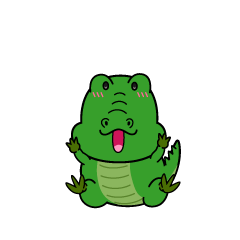 驚く小ちゃなワニ