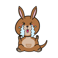 大泣きする小ちゃなカンガルー