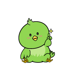 指差しする小ちゃな緑の鳥