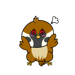 熱意のある小ちゃなスズメ