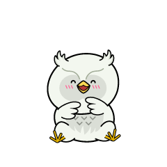 笑顔の小ちゃな白いフクロウ