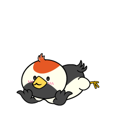 じっと見る小ちゃな鶴