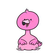 笑う小ちゃなフラミンゴ