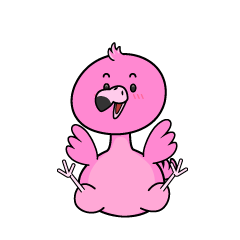 驚く小ちゃなフラミンゴ