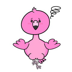 困る小ちゃなフラミンゴ