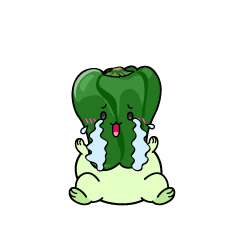 大泣きする小ちゃなピーマン