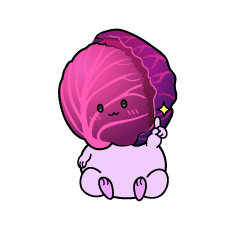 指差しする小ちゃな紫キャベツ