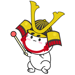 説明する小ちゃな戦国時代の武士猫