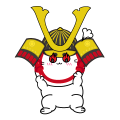 熱意のある小ちゃな戦国時代の武士猫