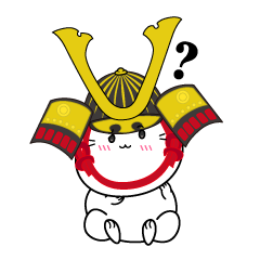 考える小ちゃな戦国時代の武士猫