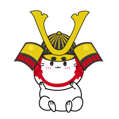 小ちゃな戦国時代の武士猫