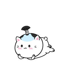 じっと見る小ちゃな侍のお殿様の猫