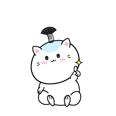 指差しする小ちゃな侍のお殿様の猫