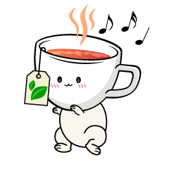 踊る小ちゃな紅茶のティーカップ