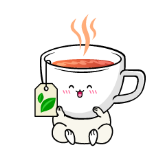 笑顔の小ちゃな紅茶のティーカップ