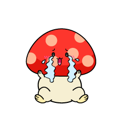 大泣きする小ちゃな赤いキノコ