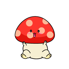 驚く小ちゃな赤いキノコ