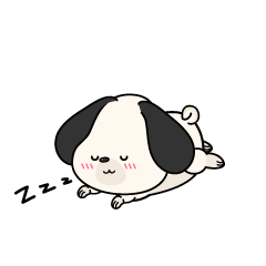 眠る小ちゃな垂れ耳の白い犬